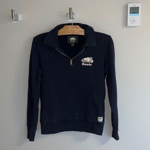Roots Quarter Zip in Navy Blue
